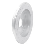R1 03-11 Lincoln Town Car Rear Left Drilled & Slotted Silver Brake Rotor