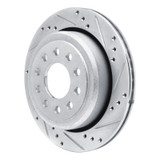 R1 03-11 Lincoln Town Car Rear Right Drilled & Slotted Silver Brake Rotor