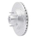 R1 84-87 Lincoln Mark VII Front Left Drilled & Slotted Silver Brake Rotor