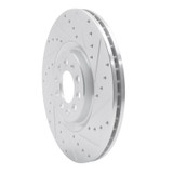 R1 00-06 Audi TT Front Right Drilled & Slotted Silver Brake Rotor