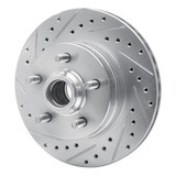 R1 86-92 Jeep COMANCHE Front Left Drilled & Slotted Silver Brake Rotor