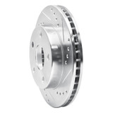 R1 91-94 Toyota Previa Front Right Drilled & Slotted Silver Brake Rotor
