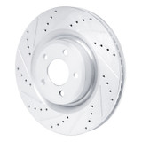 R1 20-25 Ford Explorer Front Left Drilled & Slotted Silver Brake Rotor