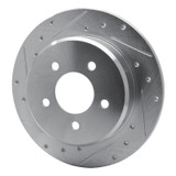 R1 97-07 Chrysler Town & Country Rear Left Drilled & Slotted Silver Brake Rotor