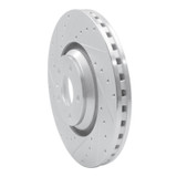 R1 08-11 Audi TTS Quattro Front Left Drilled & Slotted Silver Brake Rotor
