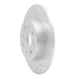 R1 98-03 Kia SEPHIA Rear Right Drilled & Slotted Silver Brake Rotor