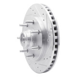 R1 97-02 Ford F-150 RWD Front Right Drilled & Slotted Silver Brake Rotor