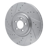 R1 10-24 Jaguar XF Front Left Drilled & Slotted Silver Brake Rotor