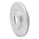 R1 06-08 Jaguar S-Type Front Right Drilled & Slotted Silver Brake Rotor