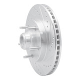 R1 97-99 Ford F-150 RWD Front Right Drilled & Slotted Silver Brake Rotor