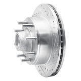 R1 95-04 Ford E-350 Econoline Front Right Drilled & Slotted Silver Brake Rotor