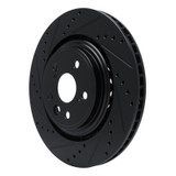 R1 20-25 Lexus RX350h Front Left Drilled & Slotted Black Brake Rotor