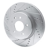 R1 00-06 Jaguar XKR Rear Left Drilled & Slotted Silver Brake Rotor
