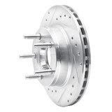 R1 93-94 Ford Explorer Front Left Drilled & Slotted Silver Brake Rotor