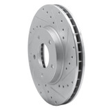 R1 97-03 Jaguar XK8 Front Right Drilled & Slotted Silver Brake Rotor