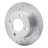 R1 82-98 Audi Cabriolet Rear Left Drilled & Slotted Silver Brake Rotor