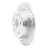 R1 14-24 Mini Cooper (Excl Clubman) Rear Left Drilled & Slotted Silver Brake Rotor