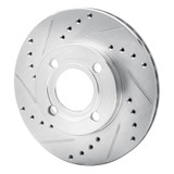 R1 84-87 Audi 4000 Quattro Front Left Drilled & Slotted Silver Brake Rotor