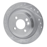 R1 09-14 Mini Cooper Clubman Rear Left Drilled & Slotted Silver Brake Rotor