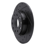 R1 05-25 Audi A3 (Mexico) Rear Left Drilled & Slotted Black Brake Rotor