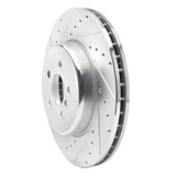 R1 17-25 BMW 530E Front Left Drilled & Slotted Silver Brake Rotor