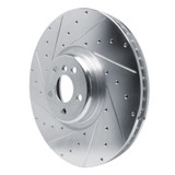 R1 17-25 BMW X6 Left Front Drilled & Slotted Silver Brake Rotor