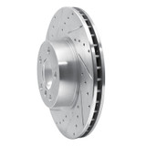 R1 11-18 BMW X3 Front Left Drilled & Slotted Silver Brake Rotor