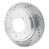R1 00-06 Mitsubishi Montero Rear Left Drilled & Slotted Silver Brake Rotor
