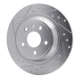 R1 13-20 Ford Fusion Rear Left Drilled & Slotted Silver Brake Rotor