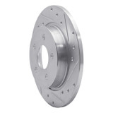 R1 12-18 Ford Focus Rear Right Drilled & Slotted Silver Brake Rotor