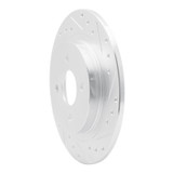 R1 02-04 Ford Focus Rear Right Drilled & Slotted Silver Brake Rotor