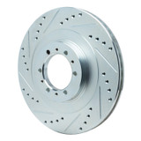R1 98-04 Mitsubishi Montero Front Left Drilled & Slotted Silver Brake Rotor