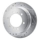 R1 90-04 Mitsubishi Montero Rear Left Drilled & Slotted Silver Brake Rotor