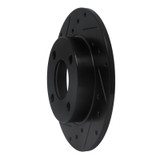 R1 84-95 Audi 90 Quattro Rear Left Drilled & Slotted Black Brake Rotor