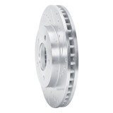 R1 70-93 Ford Taurus (Excl SHO) Front Right Drilled & Slotted Silver Brake Rotor