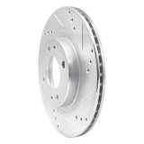 R1 12-17 Mitsubishi I-MIEV Front Right Drilled & Slotted Silver Brake Rotor