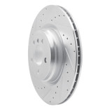 R1 09-19 BMW 750LI Rear Left Drilled & Slotted Silver Brake Rotor
