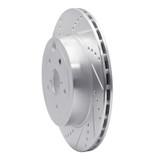 R1 18-25 Subaru WRX STI Rear Left Drilled & Slotted Silver Brake Rotor