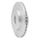 R1 98-07 Mitsubishi Lancer Front Right Drilled & Slotted Silver Brake Rotor
