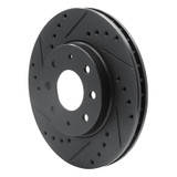 R1 90-93 Mitsubishi Galant Front Left Drilled & Slotted Black Brake Rotor