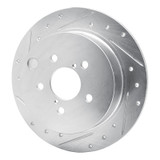 R1 12-23 Subaru Crosstrek Rear Left Drilled & Slotted Silver Brake Rotor