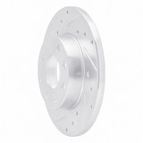 R1 88-89 Pontiac LeMans Front Right Drilled & Slotted Silver Brake Rotor