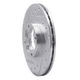 R1 89-94 Subaru Justy Front Left Drilled & Slotted Silver Brake Rotor