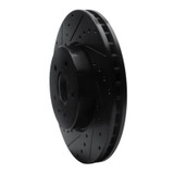 R1 13-25 Cadillac CT4 Front Left Drilled & Slotted Black Brake Rotor