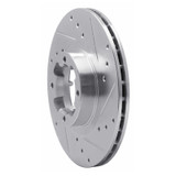 R1 85-94 Subaru GL-10 Front Right Drilled & Slotted Silver Brake Rotor
