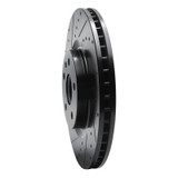 R1 08-17 Cadillac CTS Front Left Drilled & Slotted Black Brake Rotor