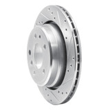 R1 91-95 BMW 540I Rear Right Drilled & Slotted Silver Brake Rotor