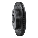 R1 98-99 Cadillac DEVILLE Front Left Drilled & Slotted Black Brake Rotor