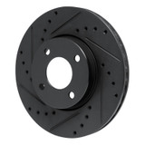 R1 17-25 Nissan Kicks Front Left Drilled & Slotted Black Brake Rotor