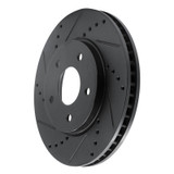 R1 11-25 Chevrolet City Express Front Left Drilled & Slotted Black Brake Rotor
